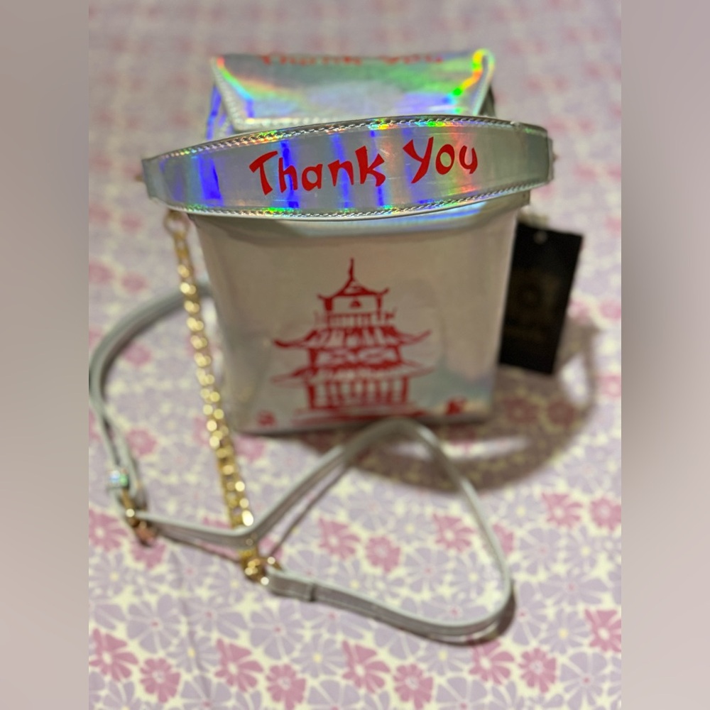 Holographic 'Thank You' Chinese Takeout Crossbody Bag